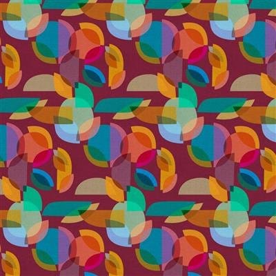 Geometric pattern y4591_48_1, colorful shapes on burgundy background
