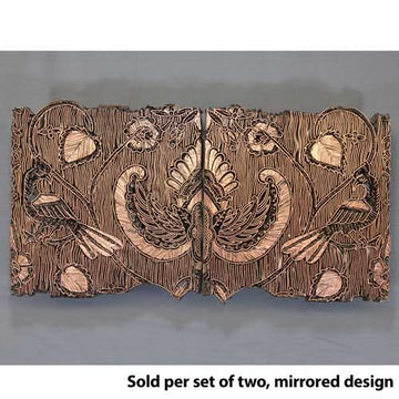 Traditional Handmade Copper Tjaps, Birds and Leaves (set of 2 tjaps)