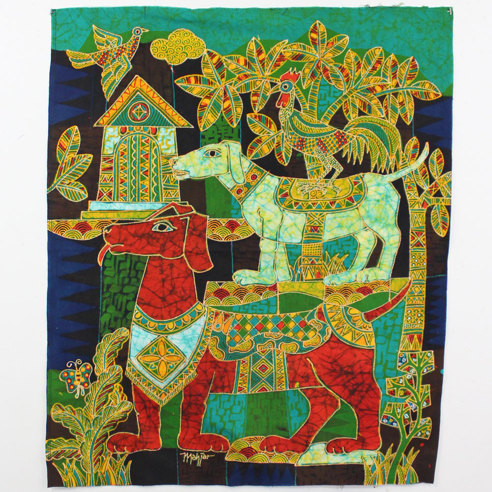 Batik Fabric Panel by Mahyar, Animals (medium)