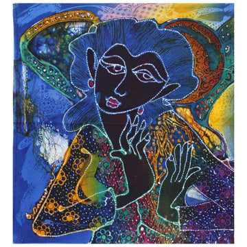 Batik Panel by Bambang Dharmo, Woman on Blue