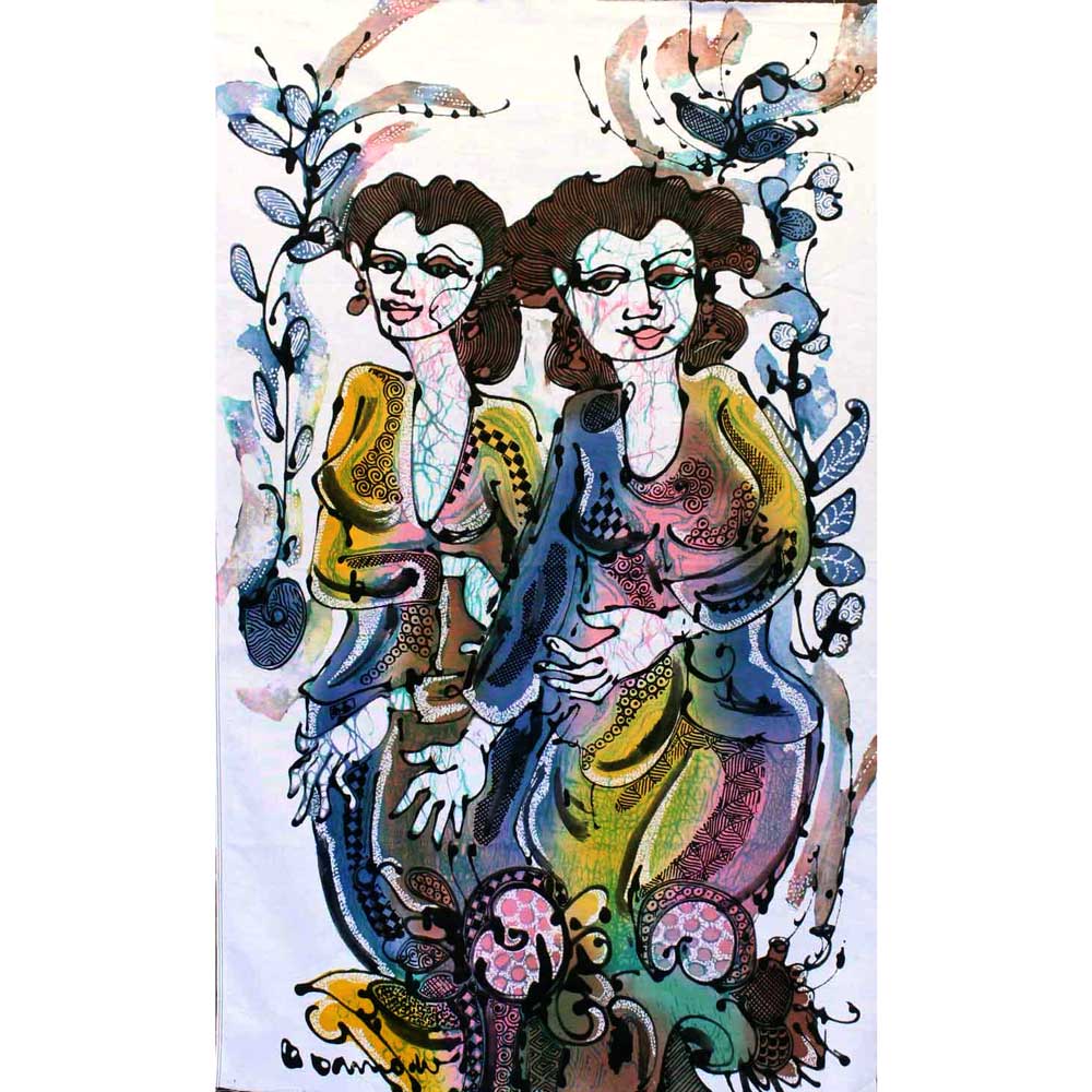 Batik Panel by Bambang Dharmo, Two Woman on White