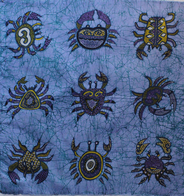 Batik Panel by Jaka, Crabs on Blue