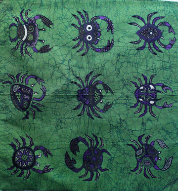 Batik Panel by Jaka, Crabs on Green