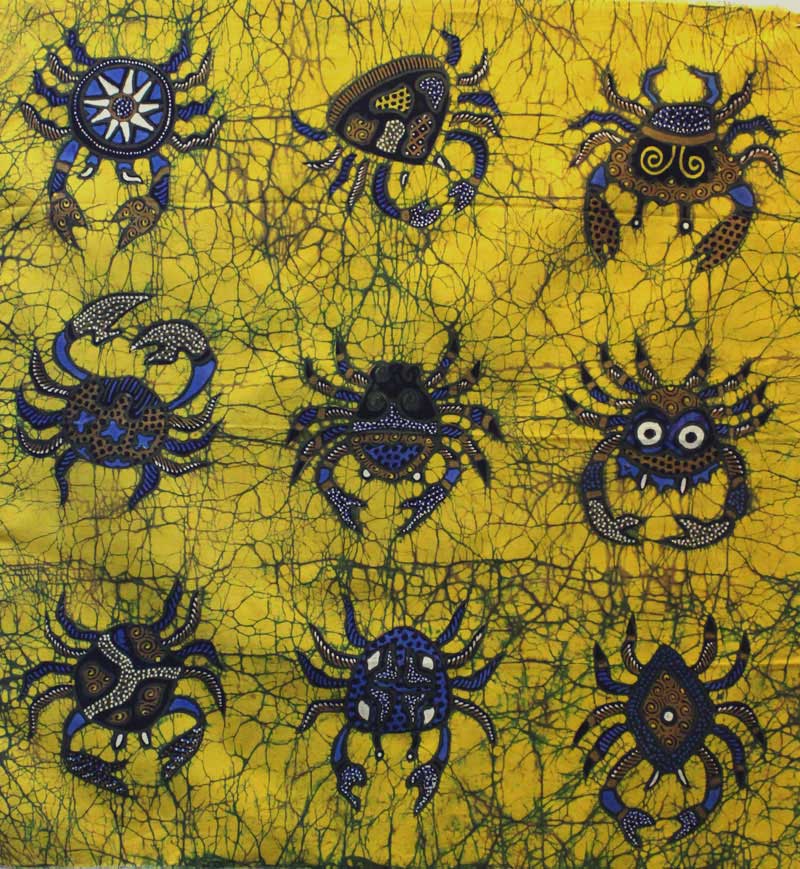 Batik Panel by Jaka, Crabs on Gold