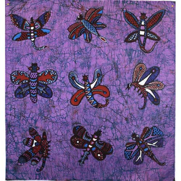 Batik Panel by Jaka, Dragonflies on Purple