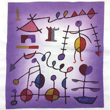 Rusli Batik Panel, Bicycle, Man, Plant, Chess Piece on Purple, medium
