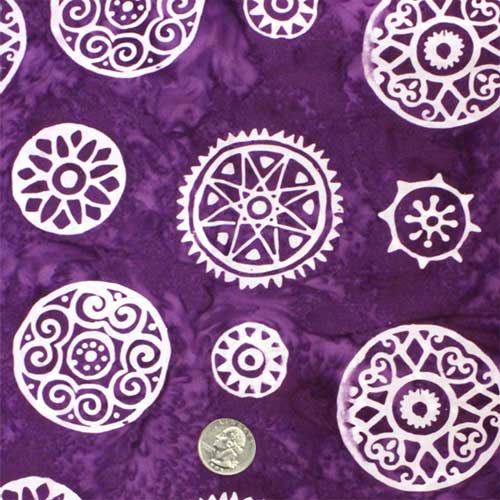 Batik fabric, Mandala, Amethyst