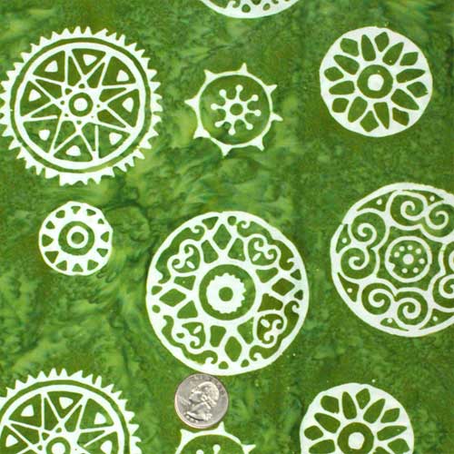 Batik fabric, Mandala, Meadowgrass