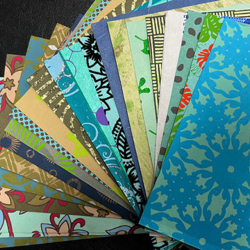 Small Blue/Green Indian Cotton Rag Paper Variety Pack