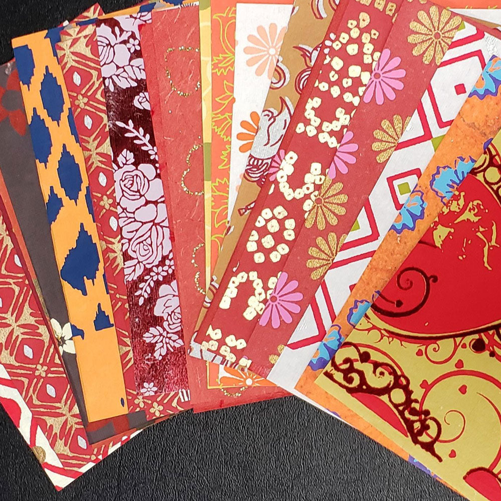 Small Red/Orange/Yellow Indian Cotton Rag Paper Variety Pack