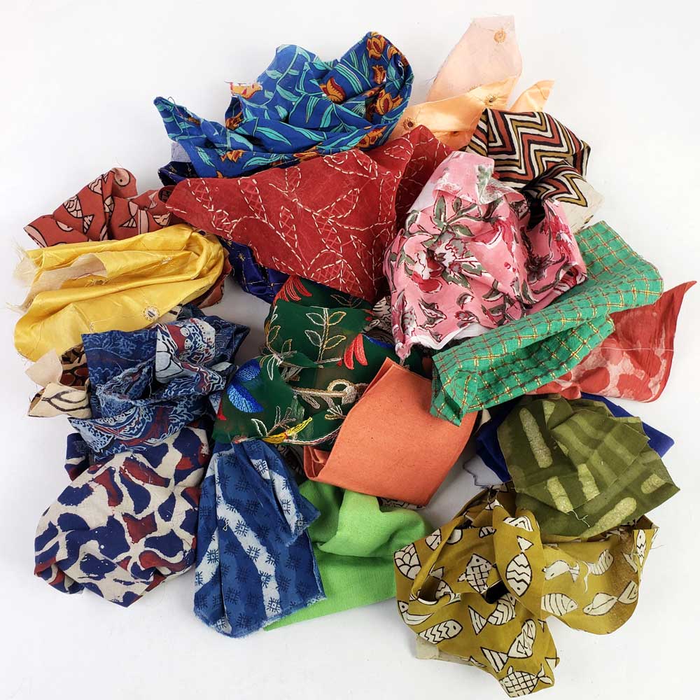 Large Bag of Assorted Indian Fabric Scraps