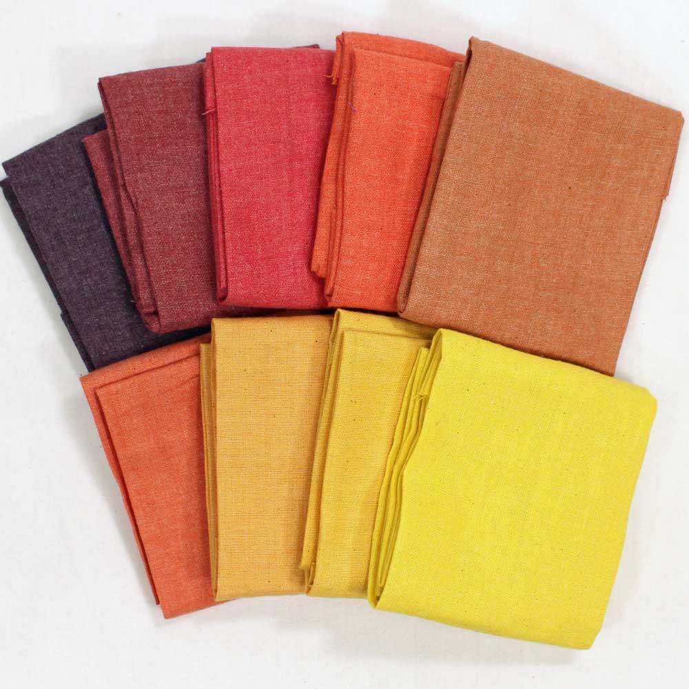 Warm Colors Hand Dyed Fat Quarter Bundle (lightweight cotton)