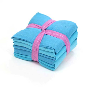 Turquoise Fat Quarter Hand Dyed Cotton Fabric Bundle (lightweight)