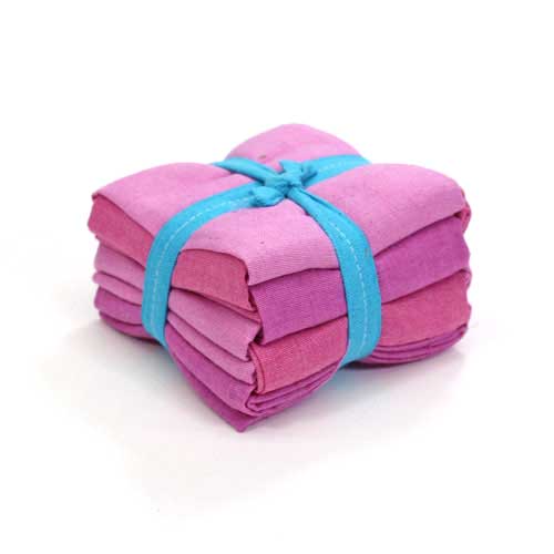 Pink Fat Quarter Hand Dyed Cotton Fabric Bundle (lightweight)
