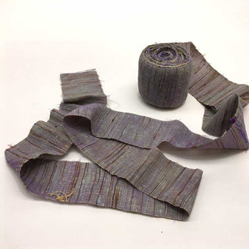 Khadi Cotton Ribbon Purple/Green, 2 in. W x 10 yd