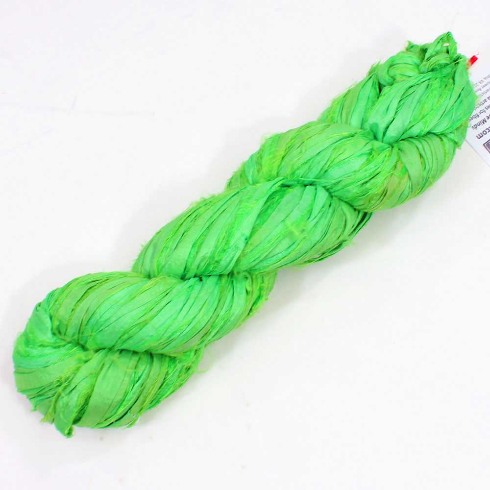 Silk Sari Ribbon, Apple Green