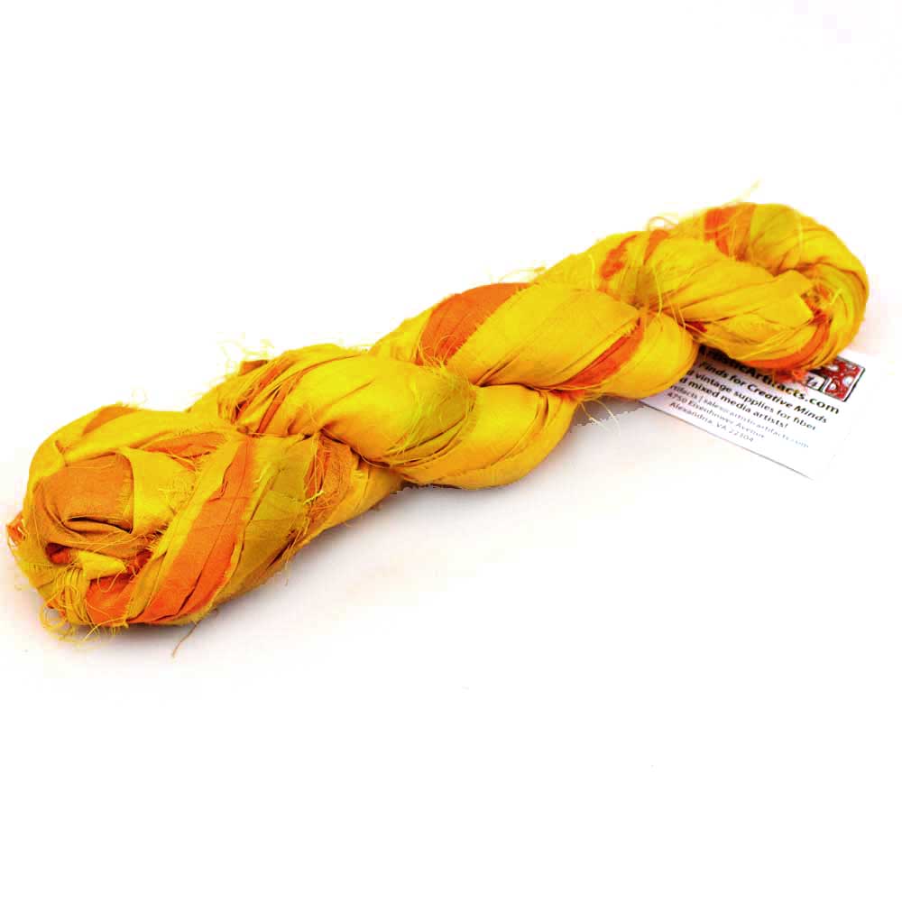 Silk Sari Ribbon, Saffron