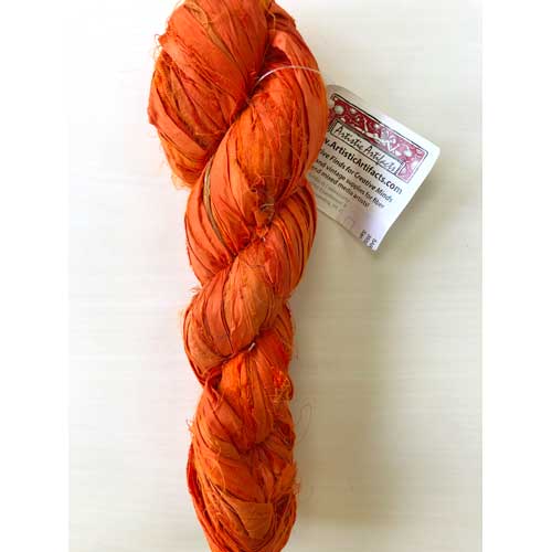 Silk Sari Ribbon, Bright Orange