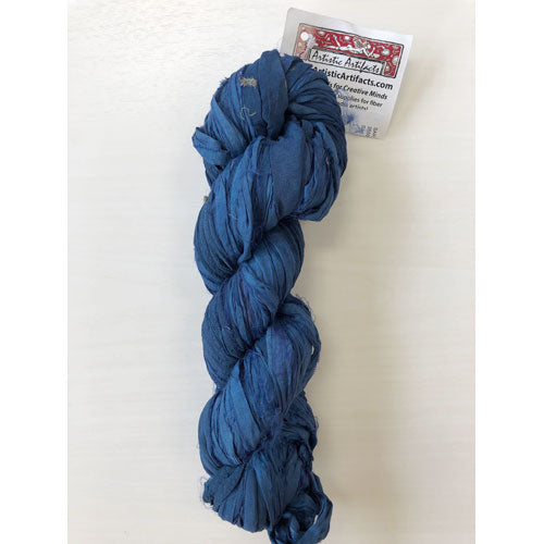 Silk Sari Ribbon, Indigo Blue