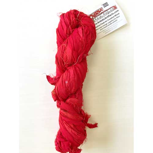 Silk Sari Ribbon, Red