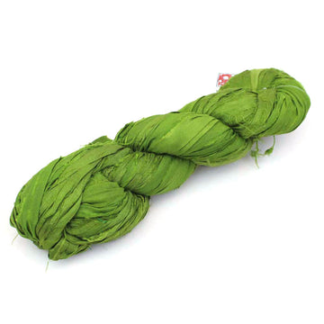 Silk Sari Ribbon, Moss Green