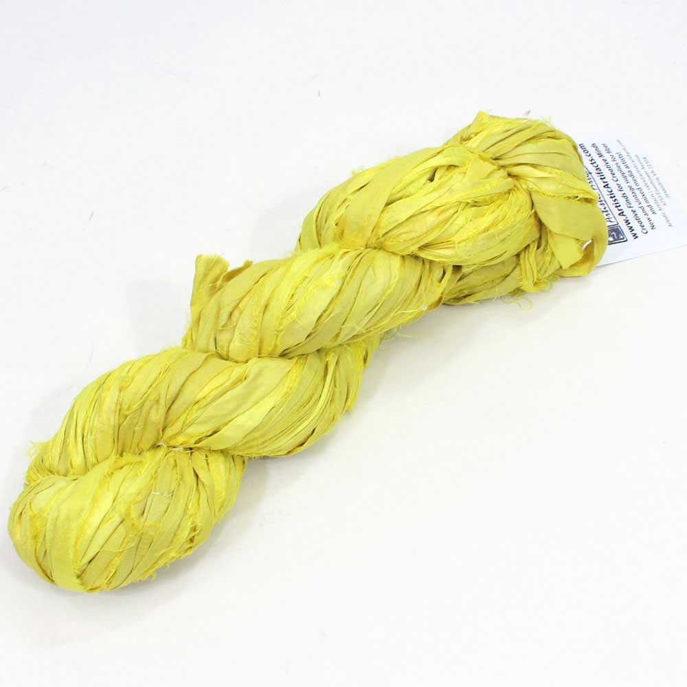 LOW QUANTITY Silk Sari Ribbon, Lemon Yellow