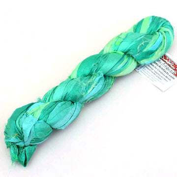 Silk Sari Ribbon, Seafoam