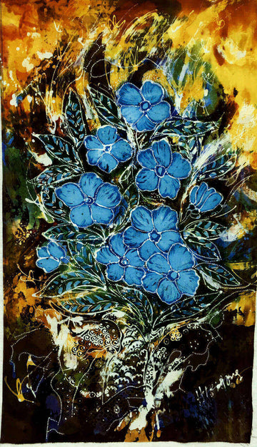 Hari Agung Batik Panel, Blue Flowers (Medium)