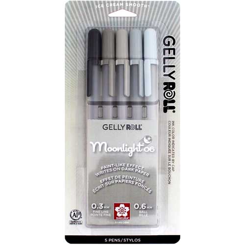 Gelly Roll Moonlight Pens, 5/pk, Grays