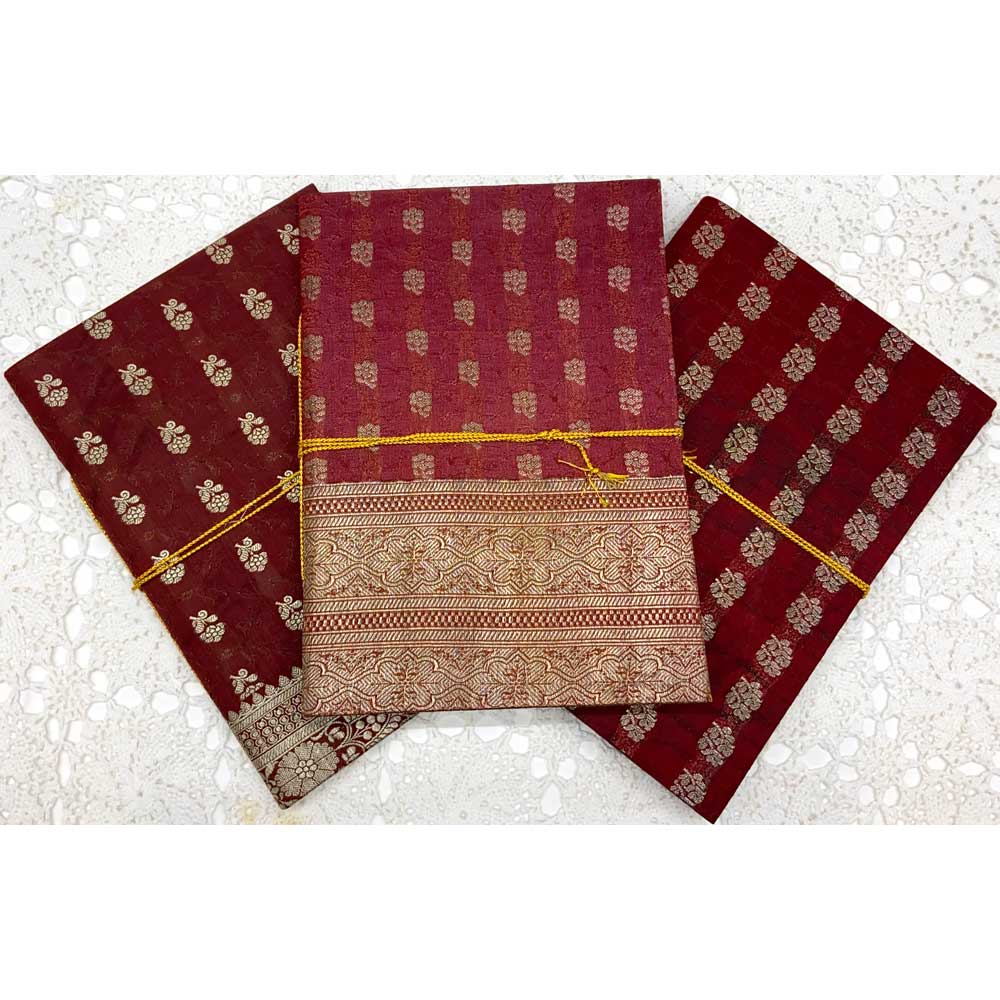 Large Dark Red Sari Covered Handmade Paper Journal