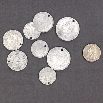 Alluminum Coins, Drilled