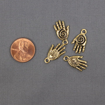 Metal Henna Hands Pewter with Gold Fiinish