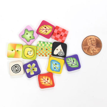 Polymer Clay Small Square Buttons