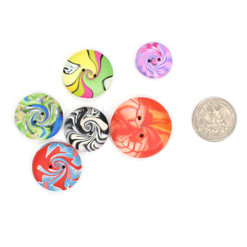 Polymer Clay Round Swirl Buttons