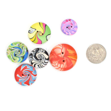 Polymer Clay Round Swirl Buttons