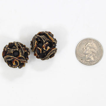Asian Inspired Resin Beads, Carved Sphere