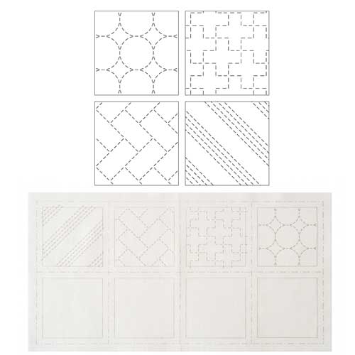 Preprinted Cloth for Coasters, Sashiko White