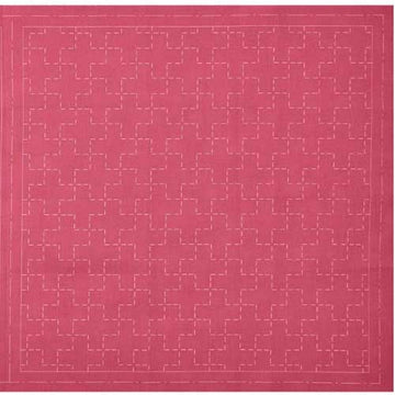 Sashiko Preprinted Fabric, Juji-tsunagi (groups of ten), Plum