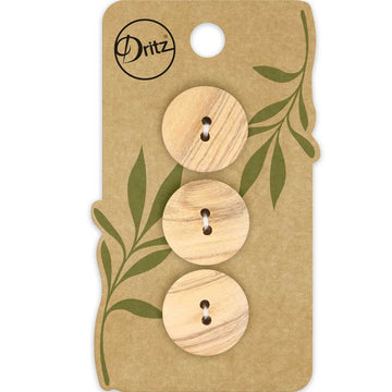 Wood Buttons, Beige 20mm, pack of 3