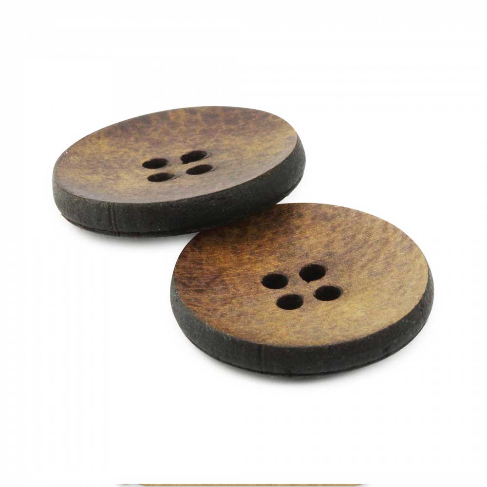 Leather Buttons, Brown 23mm, pack of 2