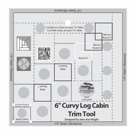6 in. Curvy Log Cabin Trim Tool Creative Grids Quilt Ruler