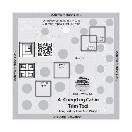 4 in. Curvy Log Cabin Trim Tool Creative Grids Quilt Ruler