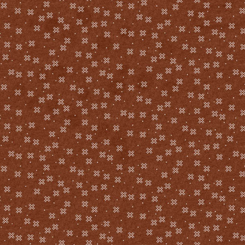 Harmony from Figo Fabrics- Crosses on Rust (linen/cotton)