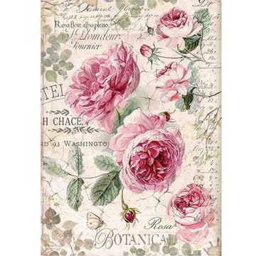 Botanic English Roses Rice Paper Decoupage Sheet