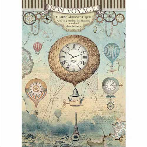 Voyages Fantastiques Balloon Rice Paper Decoupage Sheet