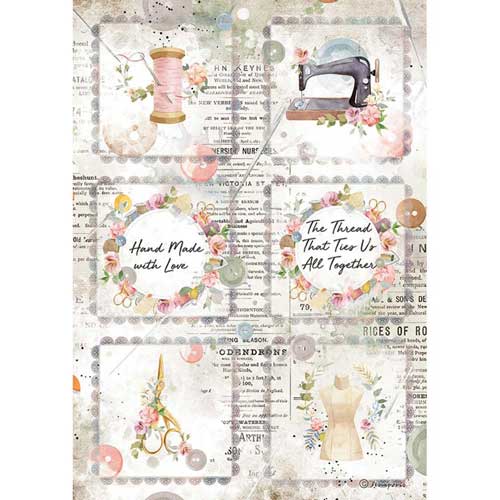 Romantic Threads Mini Cards Rice Paper Decoupage Sheet