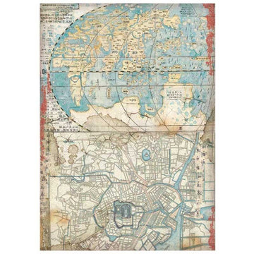 Map, Sir Vagabond in Japan Rice Paper Decoupage Sheet