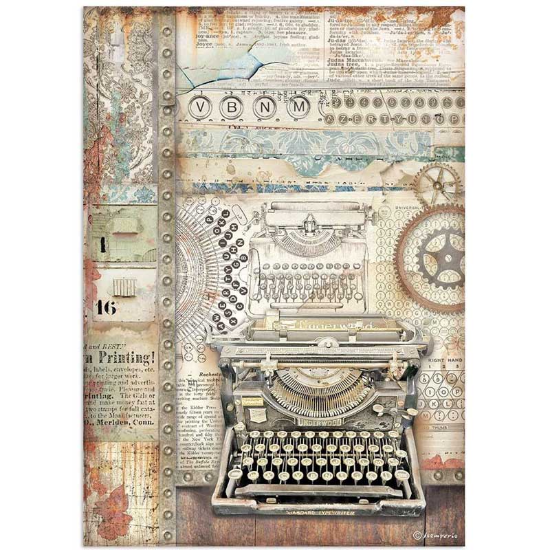 Typewriter, Lady Vagabond Lifestyle Rice Paper Decoupage Sheet