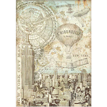 Sir Vagabond Aviator New York Map Rice Paper Decoupage Sheet