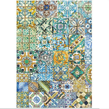 ONE LEFT Blue Dream Tiles Rice Paper Decoupage Sheet